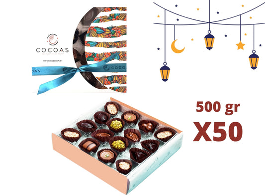 İndigo Lale Spesiyal Çikolata Kurumsal Bayram Seti 25000 Gr 50 Kutu X 500 Gr Net 8600 Gr