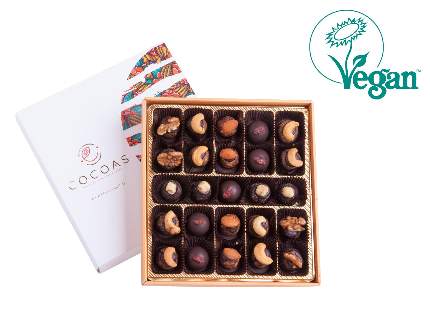 Fit Vegan Truffle Çikolata 500 Gr kutuda (brüt 523 gr/ Net 286 gr) Alternatif metni düzenle