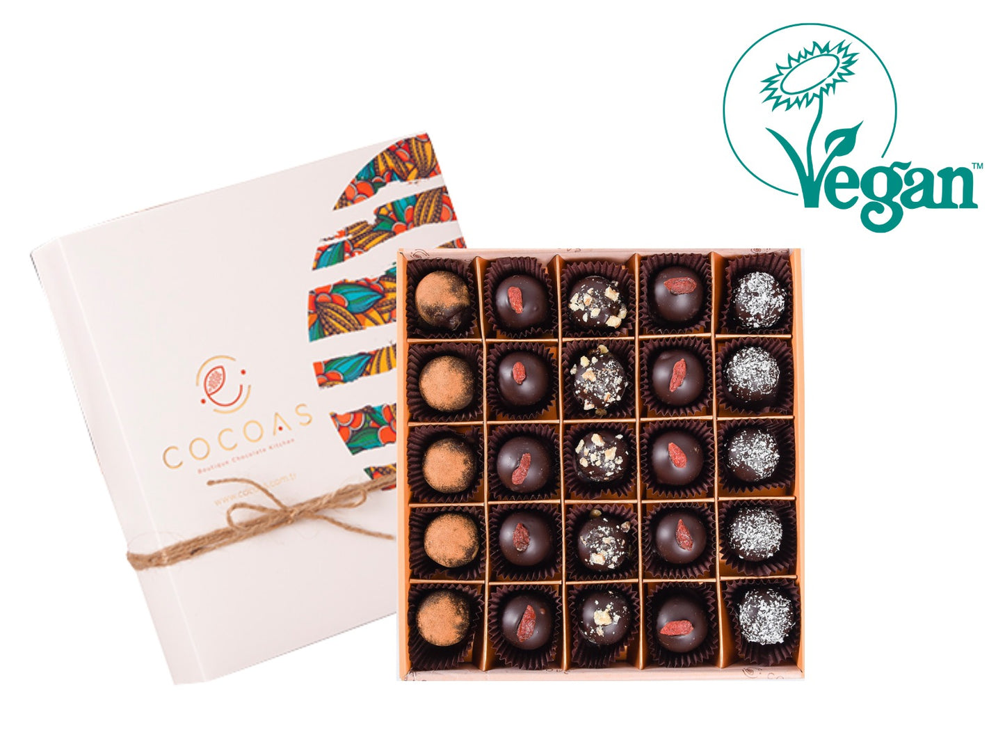 Vegan Meyve Püreli Karma Truffle Çikolata 500 Gr kutuda (brüt 540 gr / net 300 gr) Alternatif metni düzenle