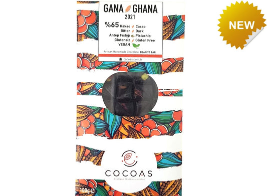 Cocoas Vegan Glutensiz Antep Fıstıklı Bitter Tablet Çikolata 100 Gr