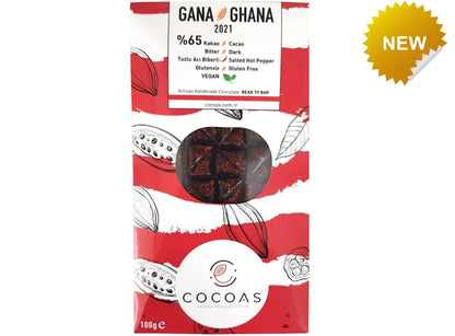 Cocoas Vegan Glutensiz Tuzlu Acı Biberli Bitter Tablet Çikolata 100 Gr