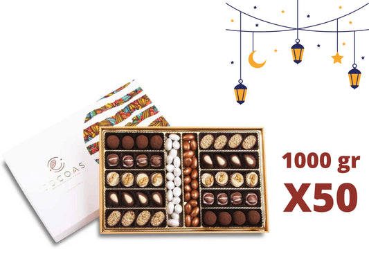 Bronz Badem Spesiyal Çikolata Kurumsal Bayram Seti 50000 Gr (50 Kutu X 1000 Gr) Net 30600 Gr